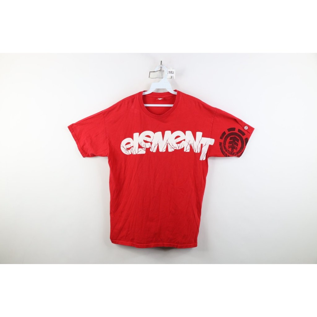 Vintage 90s Y2k Element Skateboards Mens Large Spell Out Bam Margera TShirt Red